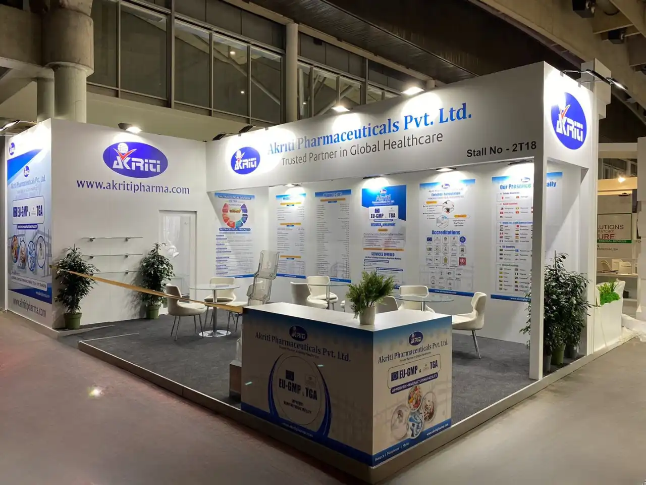 Akriti Pharma Exhibition Stand CPhI Spain 2023